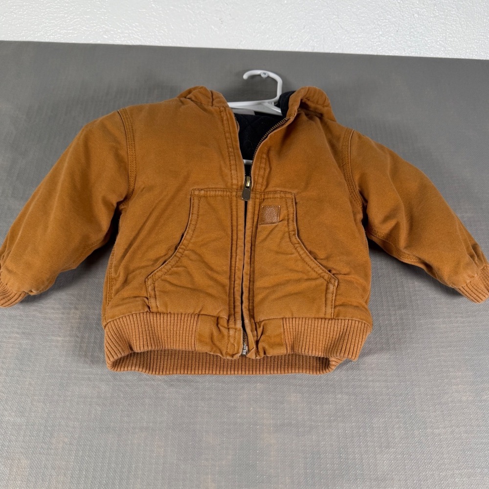 Carhartt Kids 18m Brown Duck Active Jacket Quilted Lined Hooded Canvas Coat